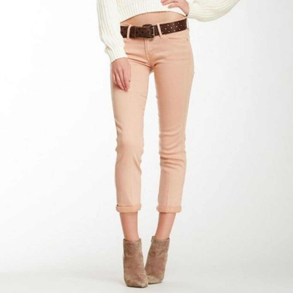 MOTHER DENIM The Rascal Cuff POP Just Peachy Jean